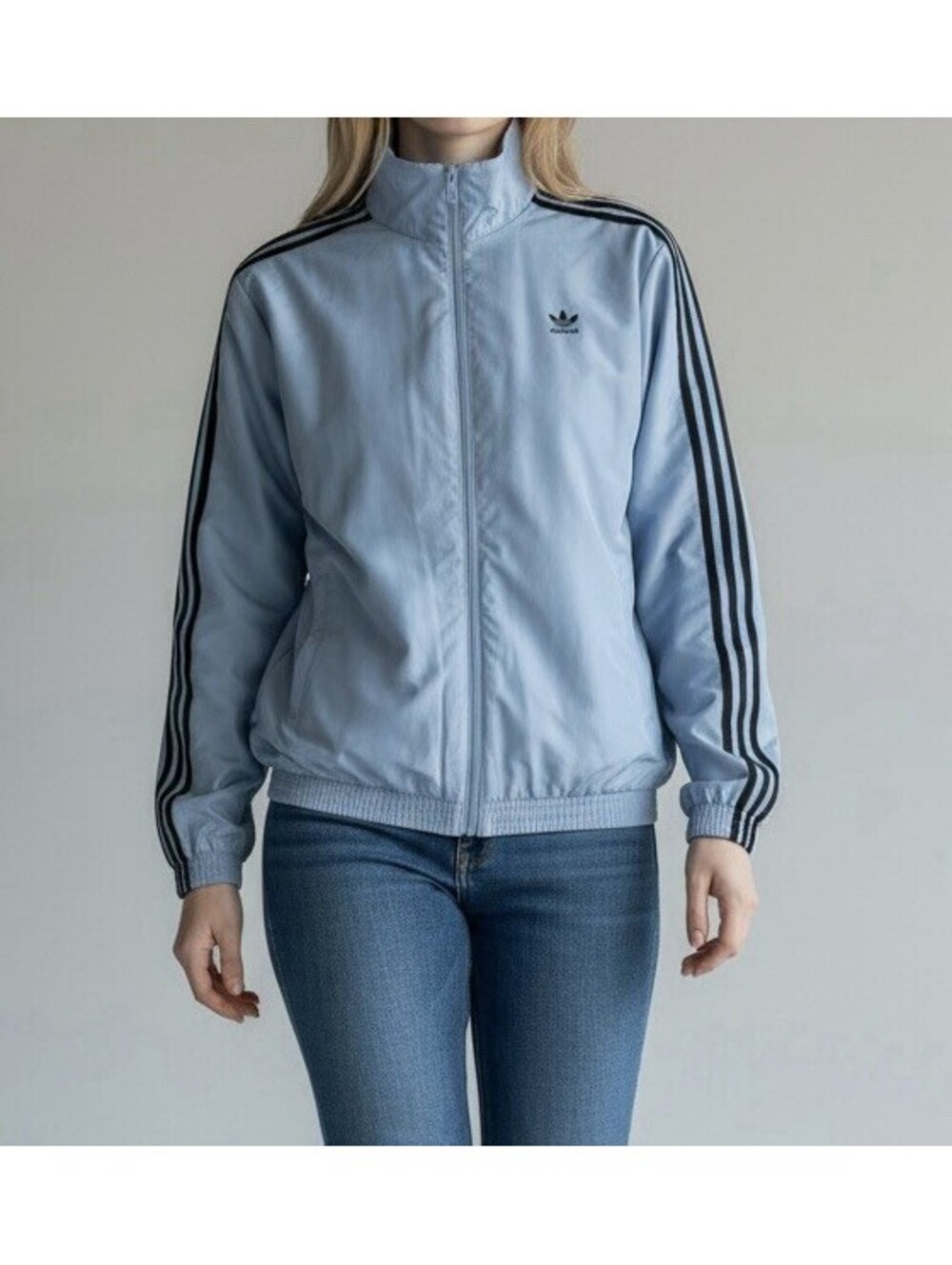 New Adidas Track Jacket Full Zip Women's M Ash Blue JY2638